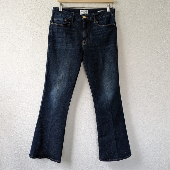 Frame Denim Le Crop Mini Boot Sidewinder Dark Wash Size 30 - Picture 1 of 15